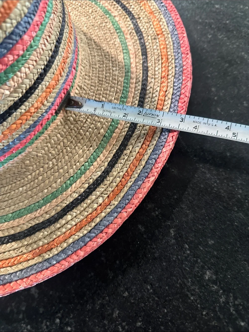 Brixton Straw Sun Hat in Natural with Pink, Green, Orange, Black Stripes